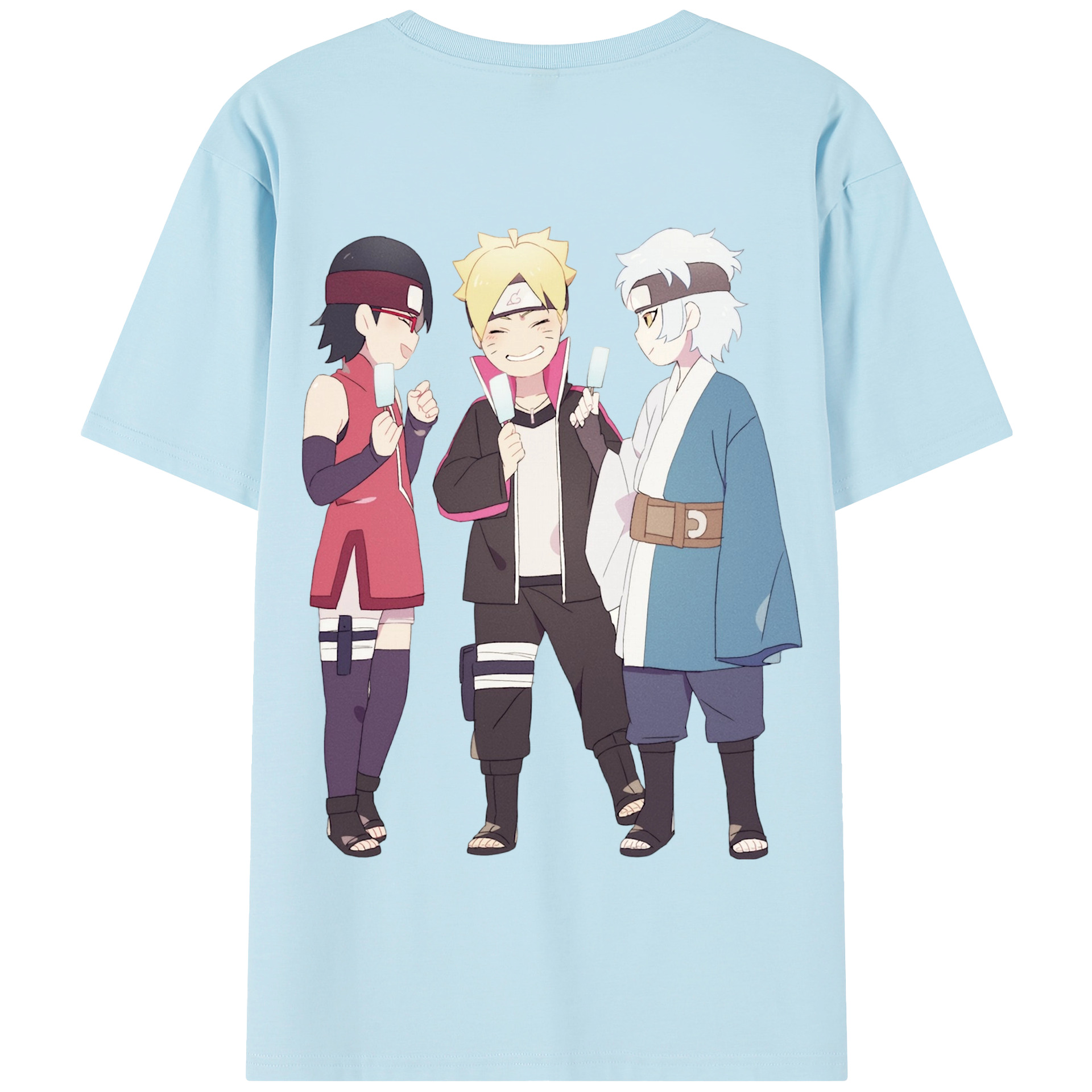 （画像用） NARUTO -ナルト- うちは サラダ Uchiha Sarada 綿100％半袖Tシャツ（背面プリント）